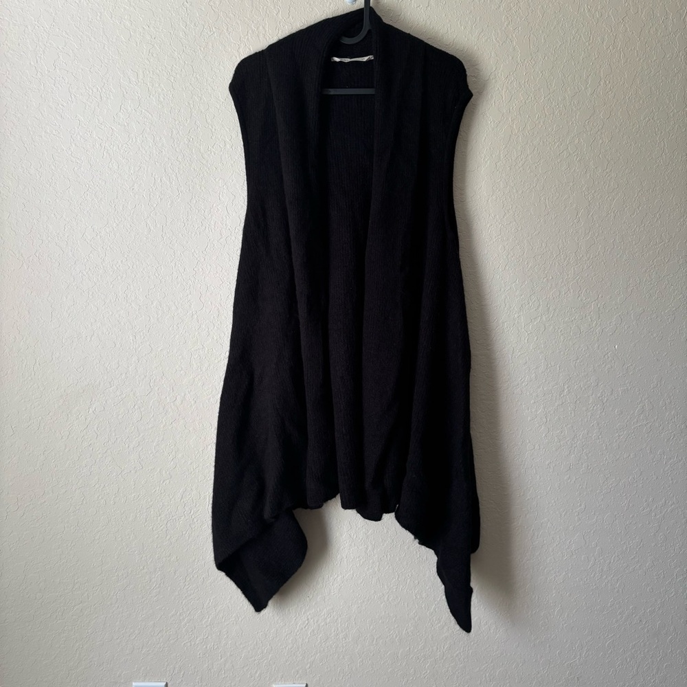 Soft Surroundings | Women's Wool Blend Longline Sweater Vest Black Size Large